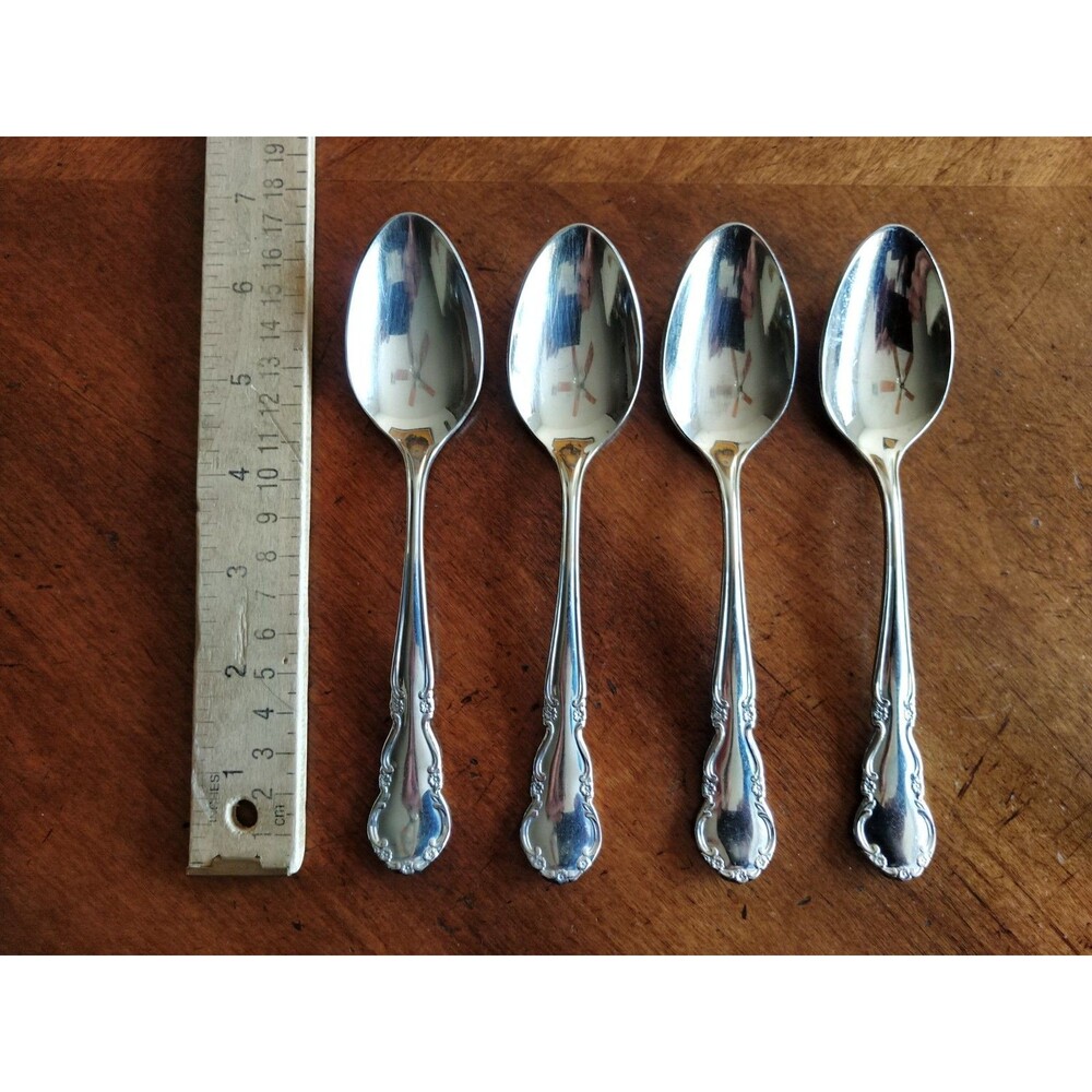 Lot 4x Reed & Barton DICKENSON 18/8 Stainless Flatware Place Table Spoons 6.6"